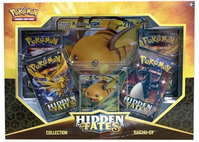 Pokémon Sun & Moon Hidden Fates Assorted Gx Box- Raichu + HIT KIT