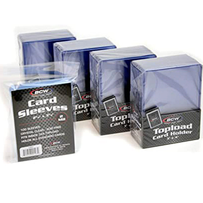 BCW 3" x 4" Clear Regular Top Loaders 4 Pack (100) + BCW Soft Sleeves Pack (100)